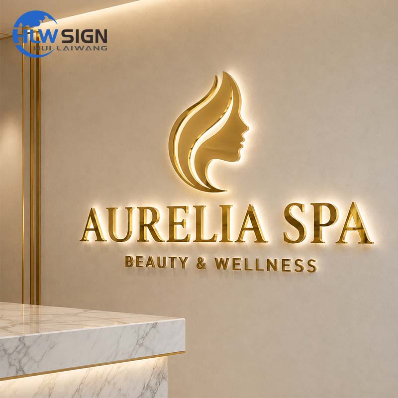 Gold dimensional letters used for studio branding
