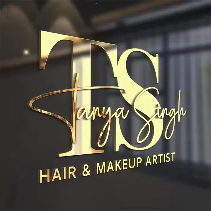 Rótulo dorado con tipografía script para una peluquería