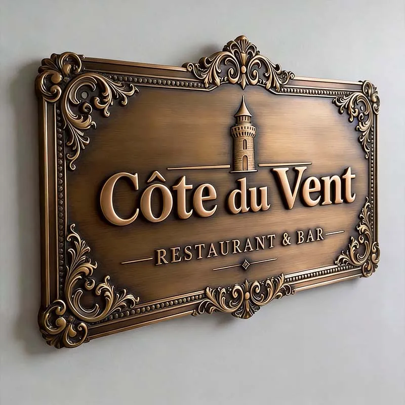 Cast metal plaque sign for a heritage building