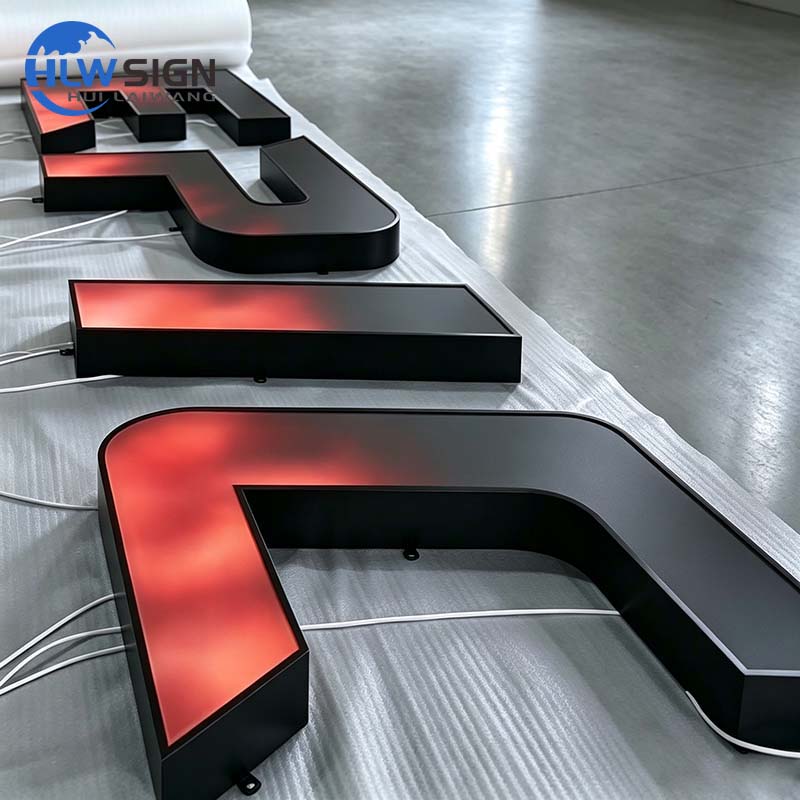 Illuminated letters showing a colour gradient effect