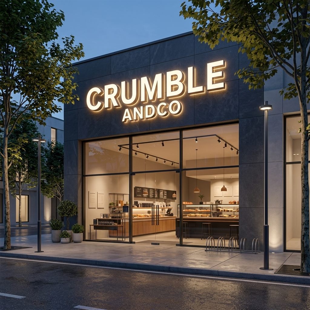 Illuminated light box sign above a retail storefront